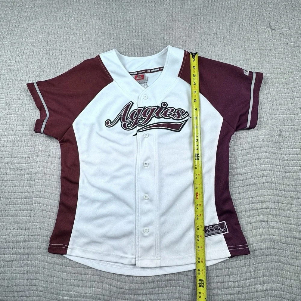 Vintage Colosseum Texas A&M‎ Jersey Kid L Aggies Baseball Sports Button
